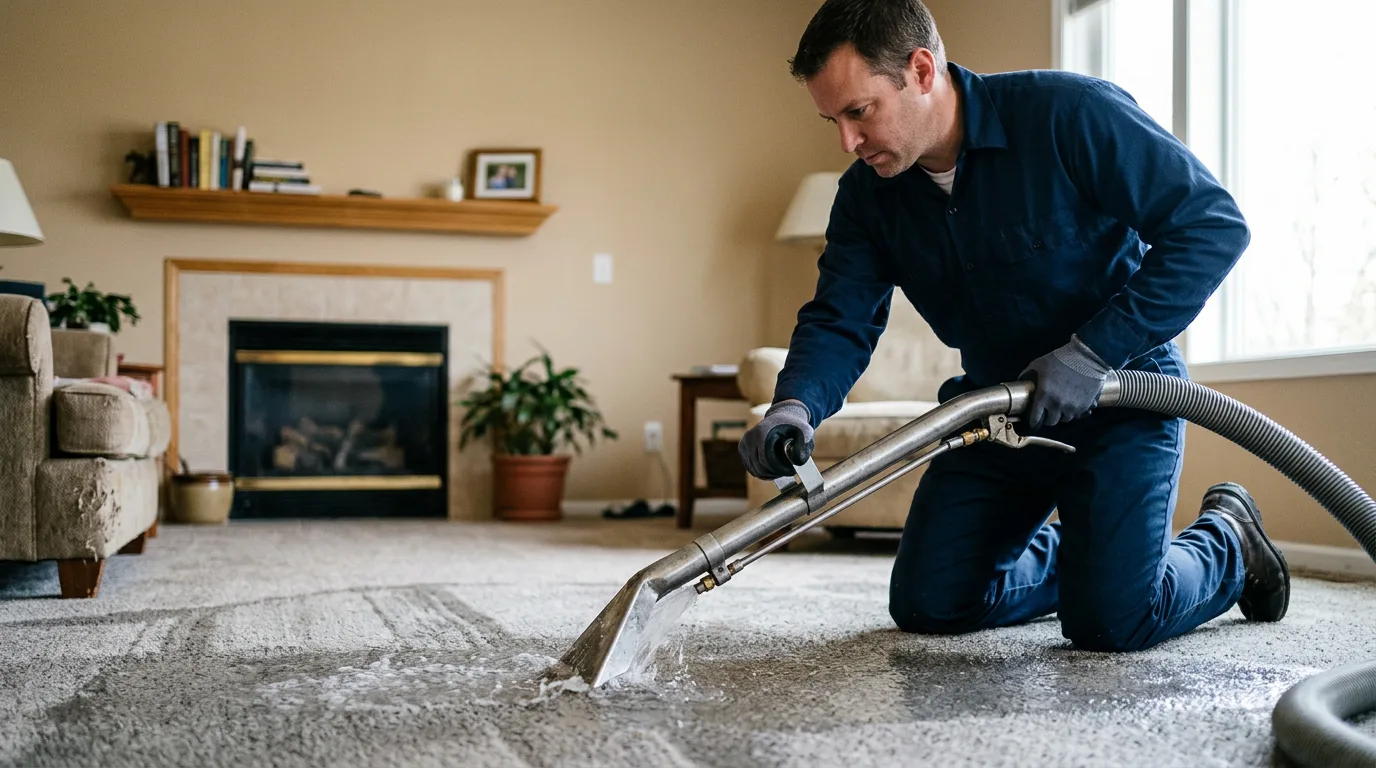 Water damage restoration technician working near Oakwood, TX